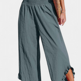 Justina Palazzo Pants with Ruffles and High Waist