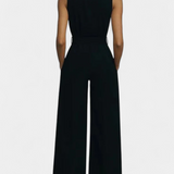 Ariella Wide Leg Casual Jumpsuit with Lapel and High Waist