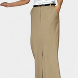 Amani High-Waisted Long Skirt with Front Slit and Straight Cut