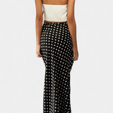 Olda Fitted Long Viscose Skirt with Polka Dot Print