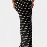 Olda Fitted Long Viscose Skirt with Polka Dot Print