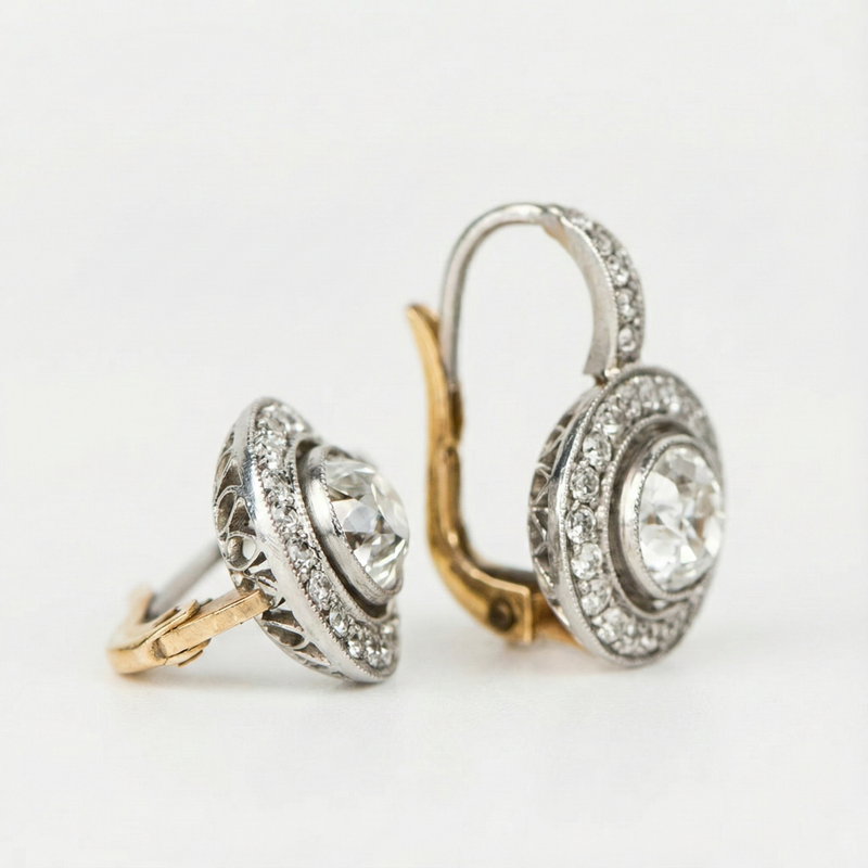 Amálie - Vintage Earrings in Golden and Silver Crystal