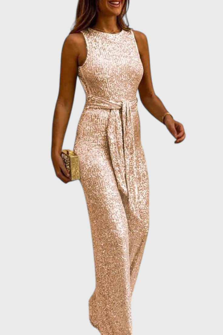 Adele Sequin Jumpsuit with Adjustable Waist