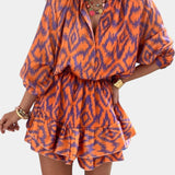 Yasmine Mono Mini with Ruffles and Ikat Print