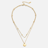 Leona – Double gold necklace with round pendant
