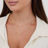 Sabina – Double layer gold chain with dark stone.