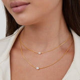Sabina – Double Layer Gold Necklace with Dark Stone