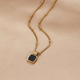 Dorota – Gold Necklace with Green Gemstone