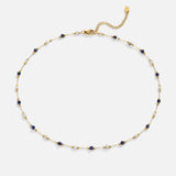 Johana – Delicate gold necklace with multicolored pearls.
