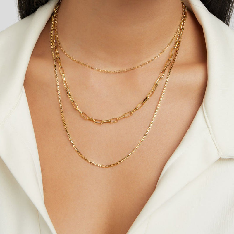 Josefine – Three-tiered gold necklace with delicate links