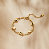 Onyx and Clear Stone Bracelet