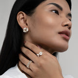 Flora – Silver earrings with floral design.