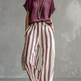 STRAVA™ | Two-piece cotton-linen striped set