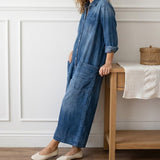 Buhle | Anaïs | Salopette in denim vintage con bottoni