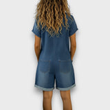 Vuyelwa | Tess | Salopette corta in cotone effetto denim