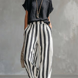 STRAVA™ | Two-piece cotton-linen striped set