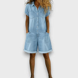 Vuyelwa | Tess | Salopette corta in cotone effetto denim