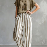 STRAVA™ | Two-piece cotton-linen striped set