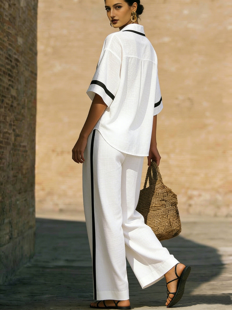 TEVA ™ | LINEN AND COTTON SHIRT AND WIDE PANTS SET