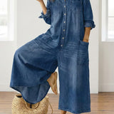 Buhle | Anaïs | Salopette in denim vintage con bottoni