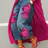 AMALIA | Casual Jeans with Artistic Pink Print