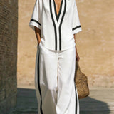 TEVA ™ | LINEN AND COTTON SHIRT AND WIDE PANTS SET