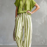 STRAVA™ | Two-piece cotton-linen striped set