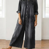 Buhle | Anaïs | Salopette in denim vintage con bottoni