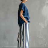 STRAVA™ | Two-piece cotton-linen striped set