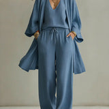EDUA™ | Cotton and Linen Wide-Leg Pants Set