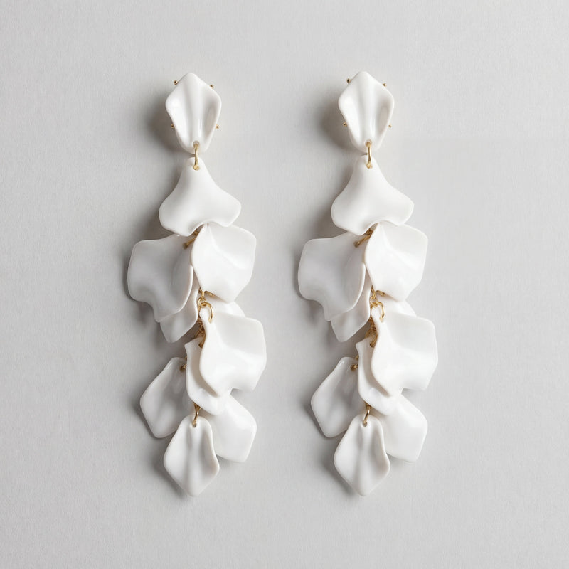 Drop Earrings with Orchid Petals