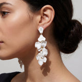 Drop Earrings with Orchid Petals