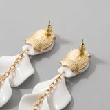 Drop Earrings with Orchid Petals