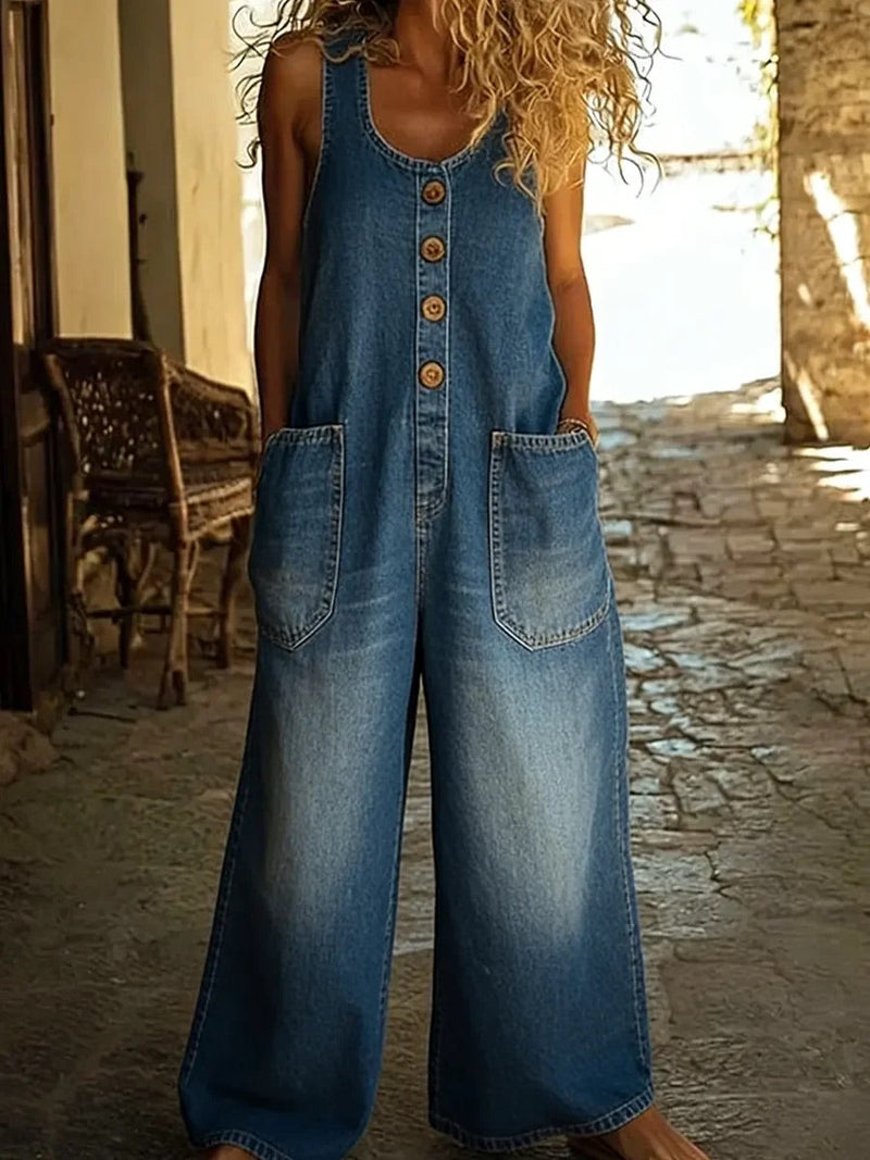Zintle | Lison | Salopette in denim di cotone lavato vintage