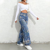 FLOR  | Straight Leg Jeans with Floral Print