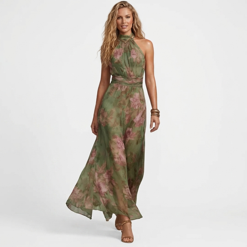 Teodora - Green Floral Maxi Dress