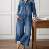 Buhle | Anaïs | Salopette in denim vintage con bottoni
