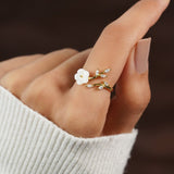 Miriam – Floral Design Engagement Ring in White.