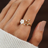 Miriam – Floral Design Engagement Ring in White.